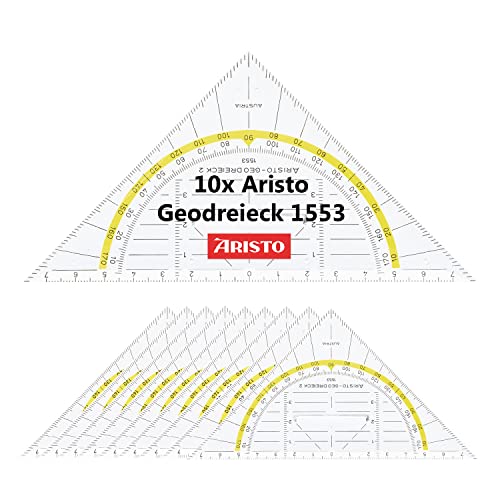 Aristo AR1553 Geo-Dreieck mit Griff (Plexiglas, 160 mm) 10er Packung glasklar