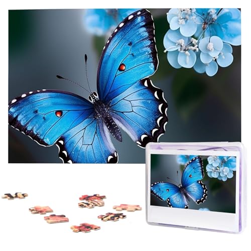 Jigsaw Puzzles 1000 Teile Für Erwachsene Blau Schmetterling Blume Jigsaw Puzzle Coole Tier Weihnachten Puzzle Geschenk Puzzle Für Familie Größe 75 X 50 cm