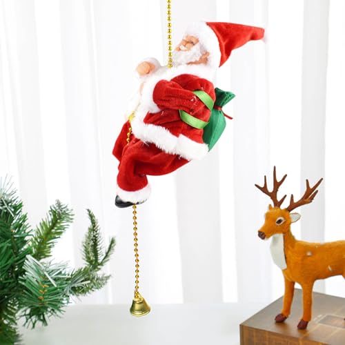 Elektrische Kletterleiter Weihnachtsmann Weihnachtsfigur Ornament, Kletternder Weihnachtsmann Weihnachtsdekoration, Lustige kletternde Weihnachtsmann-Musikfigur, Weihnachtsbaum-Hängeornamente, Weihnac