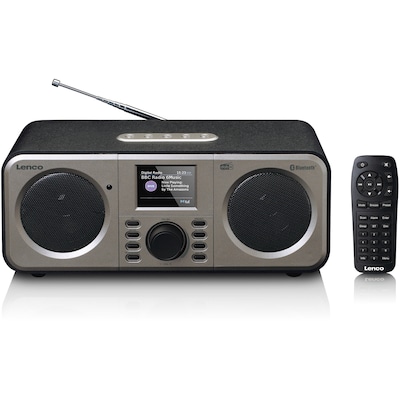 Lenco DAR-030 - DAB+ Radio - Bluetooth V.5 - DAB+ und AM/FM Empfänger - 2 x 3 Watt RMS - Fernbedienung - Alarmfunktion - Schwarz