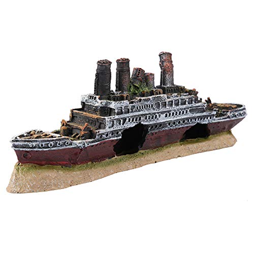 Bigking Aquarium Bootsschiff, Titanic Lost Wrecked Boat Schiff Aquarium Dekoration Ornament Wrack Ornamente