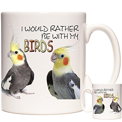 Tasse mit Aufschrift "I would Rather Be with My Birds", Keramik, für Nymphensittiche und Papageienhüter, tolles Geburtstagsgeschenk