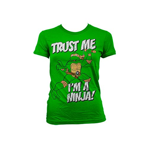 Teenage Mutant Ninja Turtles Offizielles Lizenzprodukt TMNT - Trust Me, I´m A Ninja Damen T-Shirt (Grün), Large