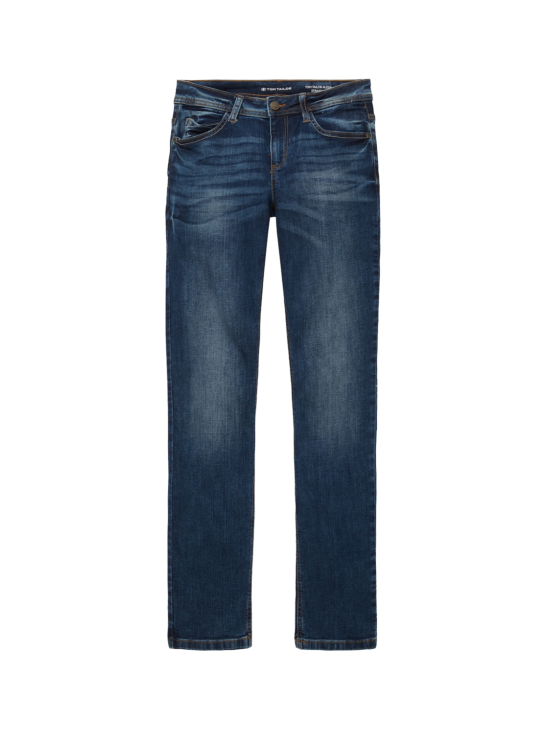 TOM TAILOR Damen Alexa Straight Jeans mit Bio-Baumwolle, blau, Uni, Gr. 34/30