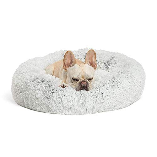 Gulunmun Muti Color Round Hundebett Lounger Mat Puppy Kennel Haustierbett Hundebett Für Hund Katze Winter Warme Schlafmaschine Waschbar-Grau_80cm