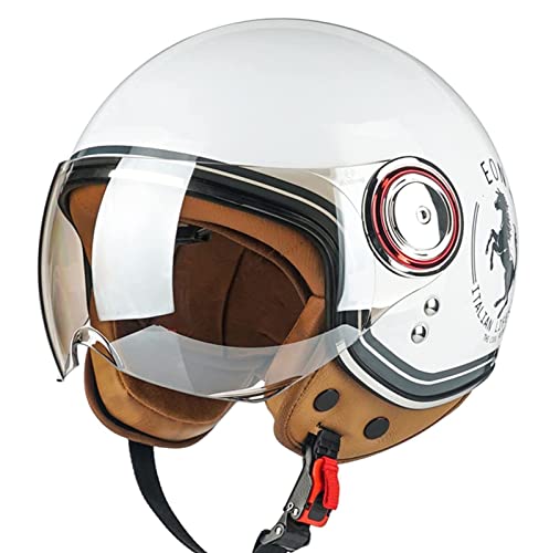 Retro Motorrad Jethelm Motorradhelm für Herren und Damen DOT/ECE-Zertifizierung Rollerhelm Mit Visier Halbschalenhelm Braincap für Bike Cruiser Chopper Moped Scooter Offenem Helm 9,L