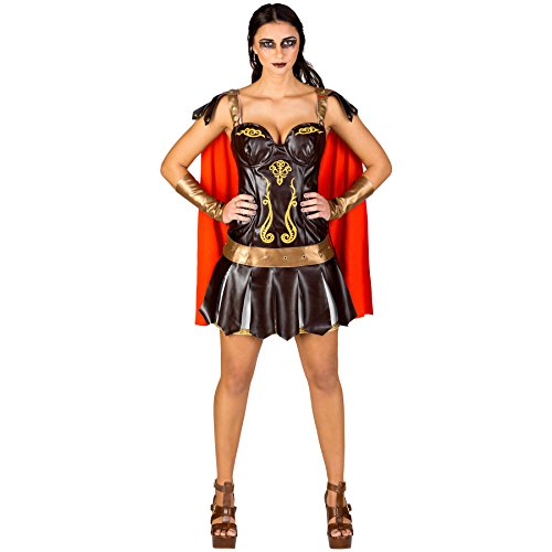 TecTake dressforfun Frauenkostüm sexy Gladiatorin | Super sexy und kurzes Kleid | Kriegerische Wappenrock-Optik | Armstulpen in Rüstungsoptik (XXL | Nr. 300462)