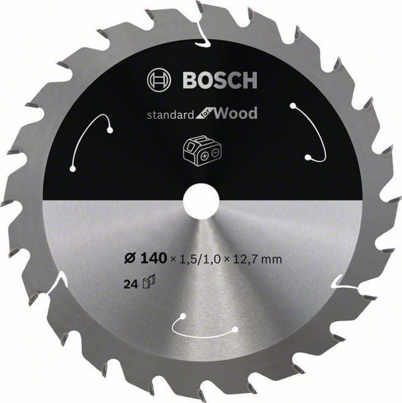 Bosch Akku-Kreissägeblatt Standard for Wood, 140 x 1,5/1 x 12,7, 24 Zähne 2608837670