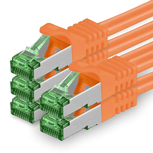 1aTTack.de Cat7 Netzwerkkabel 625447 Cat 7 Netzwerk Kabel 7,5m Orange 5 Stück Cat.7 PoE+ LAN Kabel Rohkabel 10 Gb s SFTP PIMF LSZH Set Patchkabel mit Rj45 Stecker Cat.6a 5 x 7,5 Meter Orange