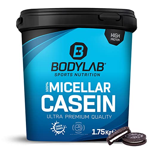 Bodylab24 Casein Micellar Cookies & Cream 1750g, 100% pures Casein, reich an BCAA-Aminosäuren, langes Sättigungsgefühl, unterstützt den Muskelaufbau und -erhalt, ideal während einer Eiweiß-Diät