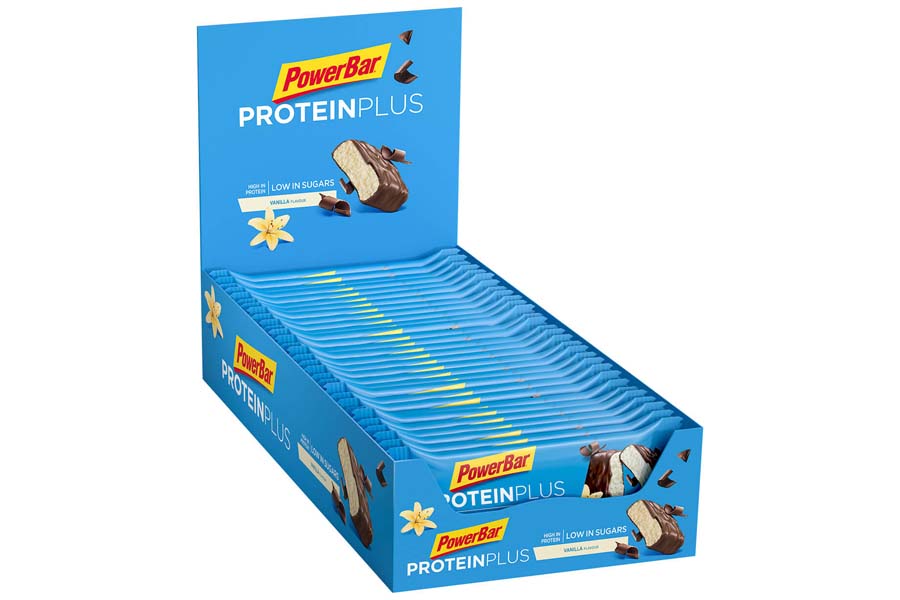 PowerBar Protein Plus Riegel mit nur 107 Kcal - Low Sugar Eiweiß, Fitness Ballaststoffen - Vanilla (30 x 35g)