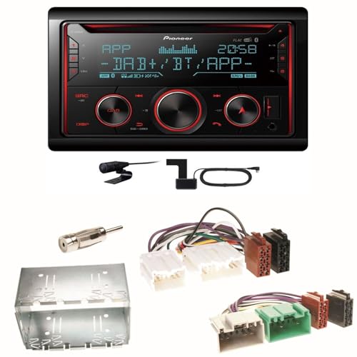 Pioneer FH-S820DAB Bluetooth USB MP3 Autoradio CD FLAC WAV DAB+ Digitalradio WMA Freisprecheinrichtung Einbauset kompatibel mit Volvo S40 V40 850