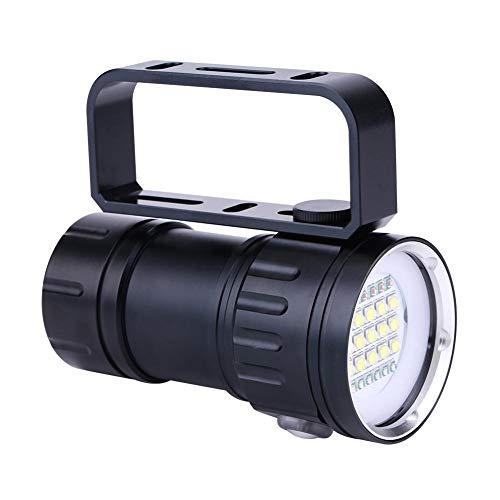 Tauchlicht, Unterwasser Taschenlampe, IPX8 18000lm 500M Taschenlampe Wasserdichtes Lampenlicht für Unterwasser-Outdoor-Camp Video Fotografie,Taschenlampe mit Griffhalterung