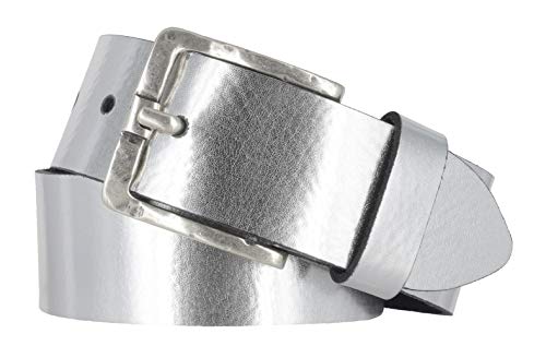 Mytem-Gear Damen Gürtel Leder Belt Ledergürtel Nappaleder 40 mm Damengürtel (95, Silber)