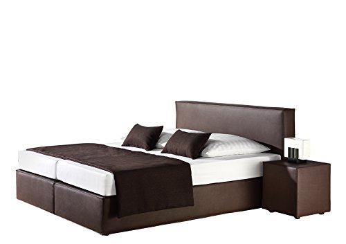 Maintal Boxspringbett Carva, 100 x 200 cm, Kunstleder, 7-Zonen-Kaltschaum Matratze h3, braun