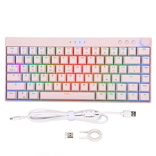 Gaming-Tastatur mit LED-Hintergrundbeleuchtung, Mechanische Tastatur mit 82 Tasten und Knopf, DREI Modi, Dynamische RGB-Hintergrundbeleuchtung, für Windows2000, für ME, für XP, für(Teeschaft)