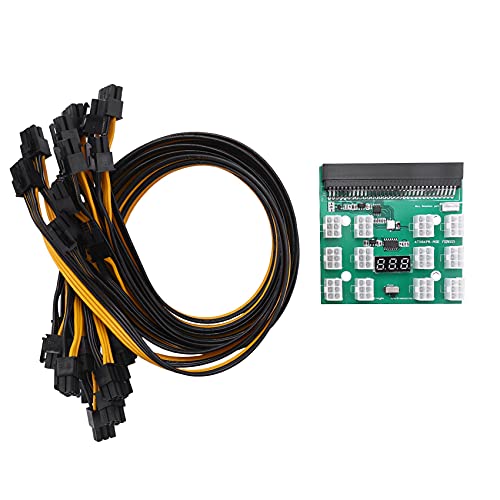 Vrttlkkfe 1200 W/750 W Breakout Board + 12 Stück 6P Stecker auf 6P Stecker Kabel Kits für PSU GPU Mining