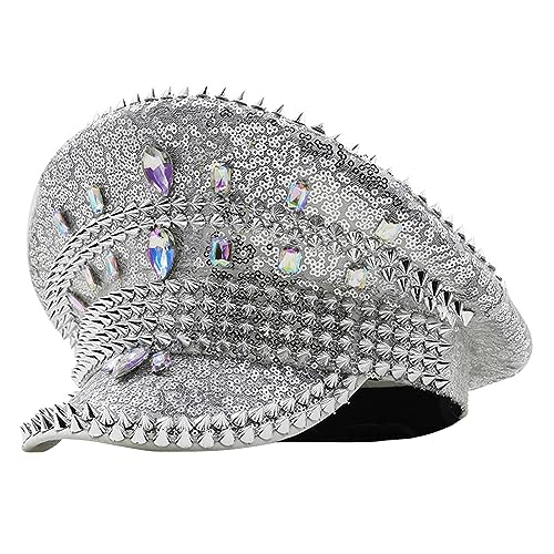 MISUVRSE Bejeweled Crystal Captain Hut Hut für Junggesellinnenabschied Sergeant Hut vielseitig für Club Bühne Bar Kopfbedeckung für Damen