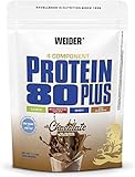WEIDER Protein 80 Plus Eiweißpulver, Schoko, Low-Carb, Mehrkomponenten Casein Whey Mix für Proteinshakes, 500g