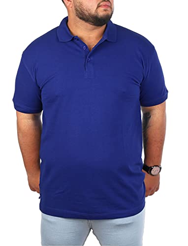 Young & Rich Herren Übergröße Polo Shirt einfarbig Uni Basic Big Size optimierte Moderne Passform, Grösse:4XL, Farbe:Blau