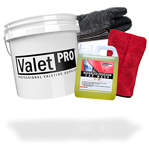 detailmate Wash & Dry Set Autowäsche: ValetPRO Wascheimer 3,5 GAL + ValetPRO Advanced Poseidon Car Wash 1 Liter + Mikrofaser Waschhandschuh 1000GSM + Microfiber Monkey Trockentuch 50x80cm 1000GSM