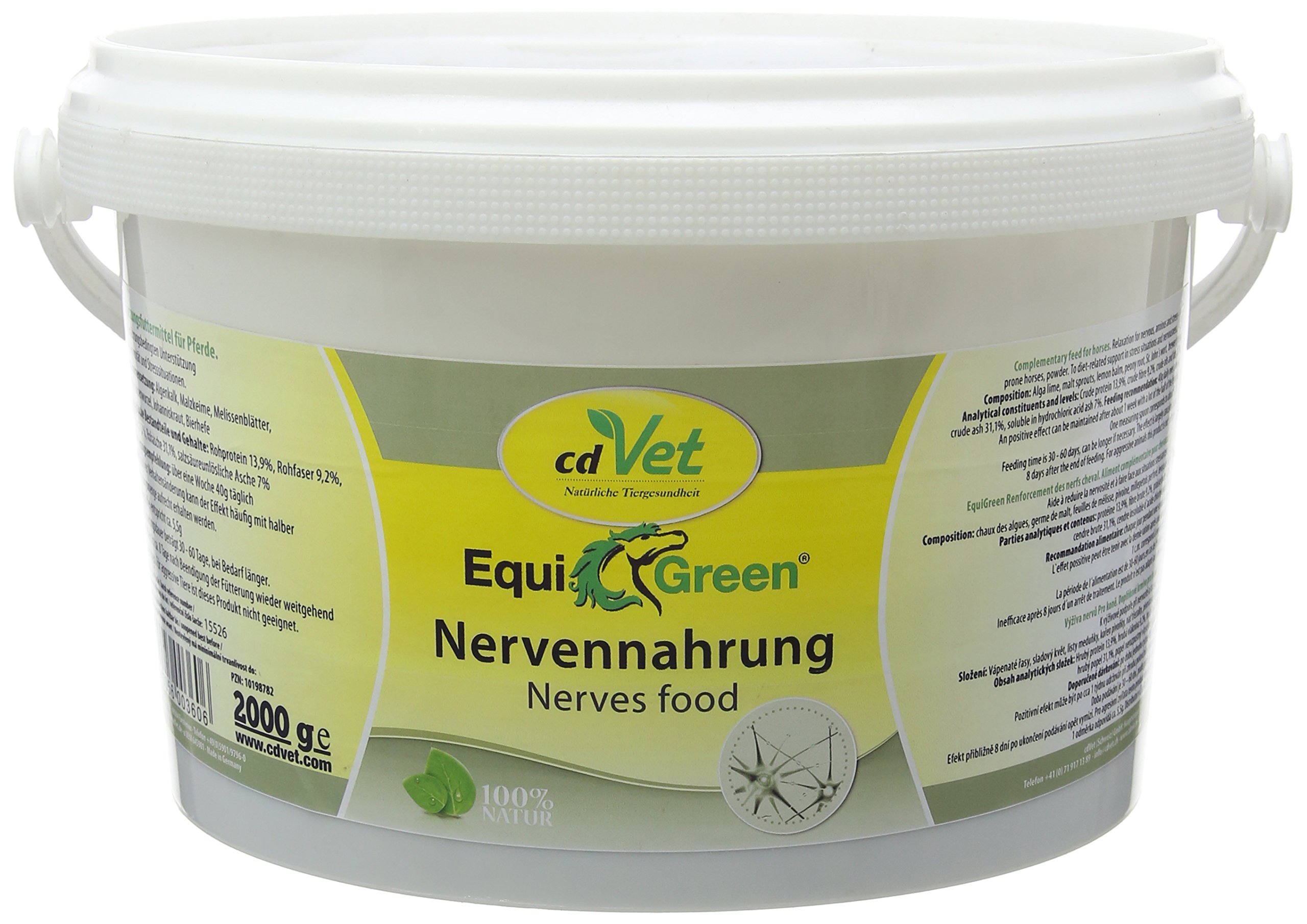 cdVet EquiGreen Nervennahrung 2 kg - Nahrungsergänzung für Pferde und Ponys zur Unterstützung für eine bessere Entspannung und mehr Nervenstärke
