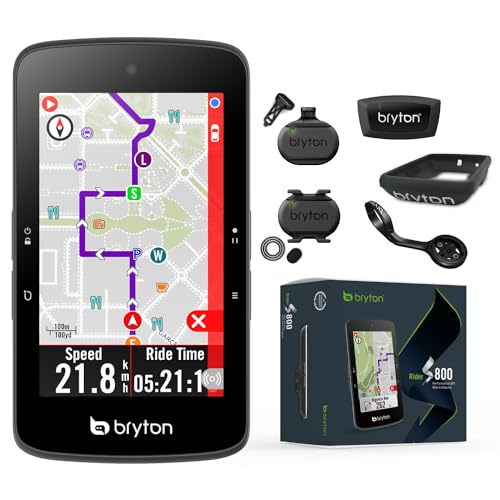 Bryton Rider S800 Sensor Bundle 3.4" Farb-Touchscreen GPS Fahrradcomputer mit Offline-EU-Karte und Navigation