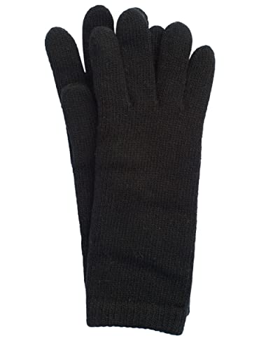 FosterNatur, Premium Damen Handschuhe gerauht, 100% Merinowolle (7,5, Schwarz)