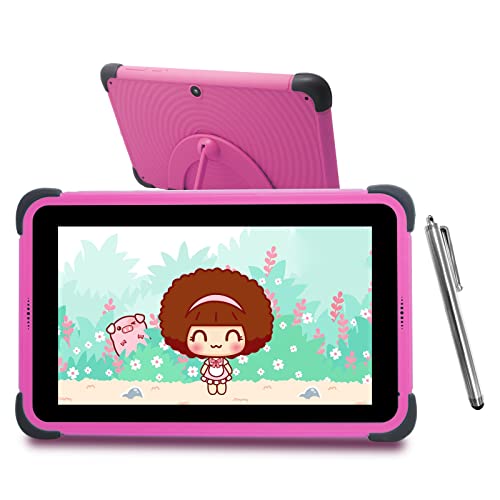 Kids Tablet 8 Zoll Android 11 Tablet PC 1080p Full HD Display, WiFi Tablet 3GB RAM 32GB ROM, Elternkontrolle Tablets für Kinder, Kleinkind Lerntabletten mit Ständer (Rosa)
