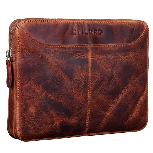 STILORD 'Tyler' Vintage Ledertasche für iPad 2018 9.7 Zoll Tablethülle Tablettasche Ledermappe Ledertasche echtes Rindsleder, Farbe:Kara - Cognac