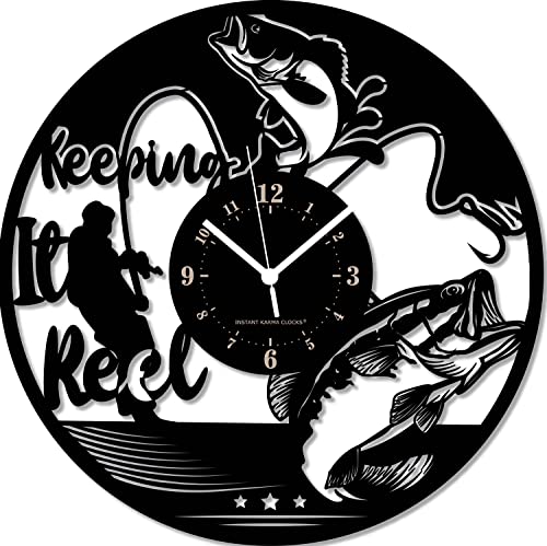 Instant Karma Clocks Wanduhr - Angeln, Angeln, Angeln, Ausrüstung, Geschenkidee