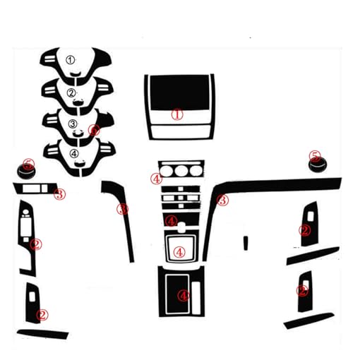 5D-Aufkleber für die zentrale Bedienfeld-Türgriffe, Karbonfaser, Auto-Styling-Zubehör (5D schwarz CF-4) für Mazda 6 2008–2015