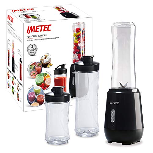 Imetec Personal Blender PB 100 Mini Mixer mit 2 Flaschen Flaschen aus Tritan und 4 Klingen aus Edelstahl