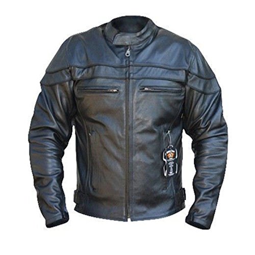 Sturgis (Monza Naked Rindsleder CE und belüftet Motorrad Jacke schwarz schwarz Med