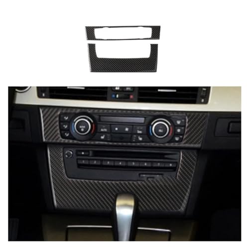 JJGYFSDA Real Carbon Fiber Car Center Control CD-Panel-Rahmenabdeckung, kompatibel mit BMW 3er E90 E92 E93 05–12. Styling-Innenzubehör (Color : B with Navigation)