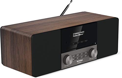 TechniSat Digitradio 3 Stereo DAB Radio - Kompaktanlage (DAB+, UKW, CD-Player, Bluetooth, USB, Kopfhöreranschluss, AUX-Eingang, Radiowecker, OLED Display, 20 Watt RMS) nussbaum
