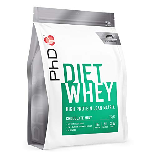 PhD Nutrition Diet Whey Proteinpulver mageres Molkenprotein Eiweiβpulver zuckerarm - Schokolade Minze 2 kg (80 Portionen)