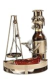Extravaganter Bier Flaschenhalter Schwenker mit Tablett aus Metall Höhe 24 cm