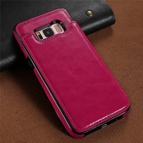 Flip-Leder-Handyhülle für Samsung S23 S22 Ultra S21 S20 FE S10 S9 S8 Plus S7 Wallet Card Cover für Galaxy Note 20, Rose Red, für Samsung S21 Plus
