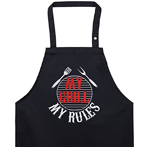 EXPRESS-STICKEREI Grillschürze für Männer mit Spruch: My Grill, My Rules - Kochschürze Größen verstellbar mit Tasche - Küchen-Schürze Herren Schürze für BBQ Grillfans