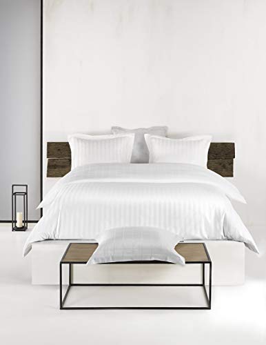 De Witte Lietaer Bettwäsche Zygo Bettbezug + 2 Kissenbezüge mit Lenkrad gekämmte Baumwolle weiß 240 x 220 cm