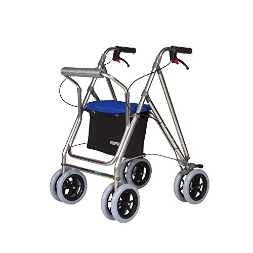 Zusammeklappbarer Rollator für Senioren aus Aluminium | mit Bremsen, Sitz und Rückenlehnen | Farbe: Blue