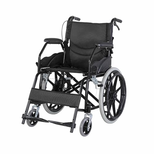 Leichter faltbarer Rollstuhl Bequemer flexibler selbstfahrender Rollstuhl Bequemer Scooter Ältere Rollstühle,Black