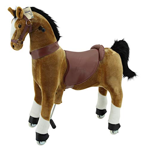 Sweety Toys 7363 Reittier groß Pferd Brownie auf Rollen für 4 bis 9 Jahre -Riding Animal