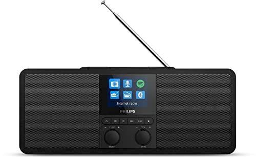 Philips Internetradio R8805/10 DAB+ Radio mit Spotify Connect (Bluetooth, Sleep Timer, Dual Alarm, Qi-Ladepad für Mobiltelefone, USB) Schwarz - 2020/2021 Modell