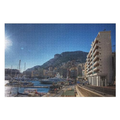 Monaco, City, Dock, Buildings sea, Ship Sunshine，Puzzle für Erwachsene und Kinder ab 14 Jahren, 1000 StüCk，，Lernspielzeug FüR Kinder 70x50Papier