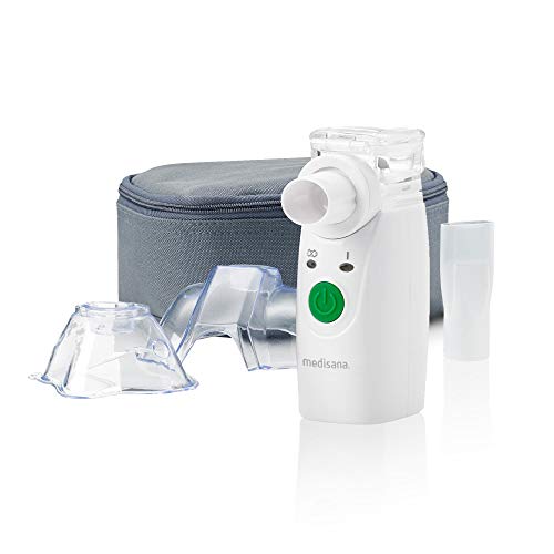 Medisana IN 525 tragbarer Inhalator für Unterwegs, Ultraschall Vernebler mit Mundstück und Maske für Erwachsene und Kinder, bei Erkältungen oder Asthma mit extra Zubehör, Weiß