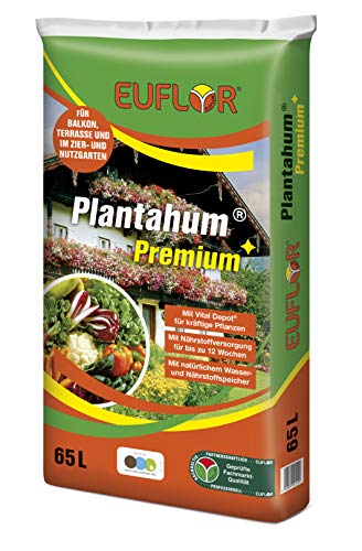 Euflor Plantahum® Premium 65 L Sack Gartenerde-Pflanzerde mit hochwertigen regionalen Torf-Für Balkon und Garten-Langzeitdünger bis zu 12 Wochen- für optimale Entwicklung der Pflanzen