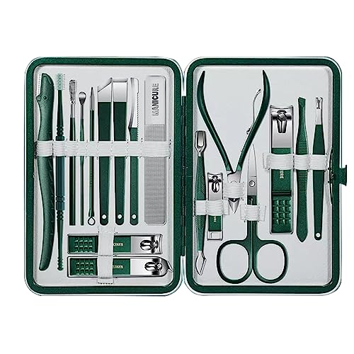 Edelstahl-Nagelknipser und Beauty-Tool, tragbares Set for Zuhause, Arbeitsplatz, Outdoor, Reisen, Geschenk, Schönheitssalon (Color : Green)