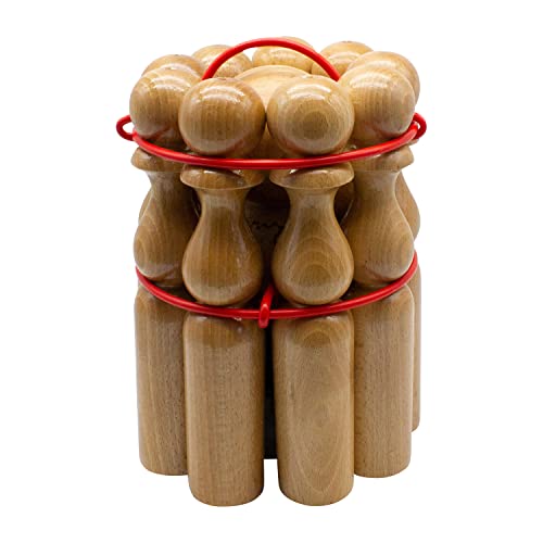 GICO Kegelspiel Kegel Set Bowling aus Holz für Kinder und Erwachsene - Massivholz 24 cm - 3018